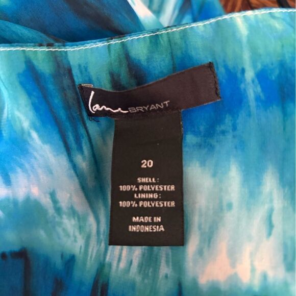 Lane Bryant plus size sleeveless beaded detail long blue print dress size 20 - Picture 2 of 9